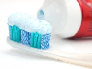 toothpaste on toothbrush 