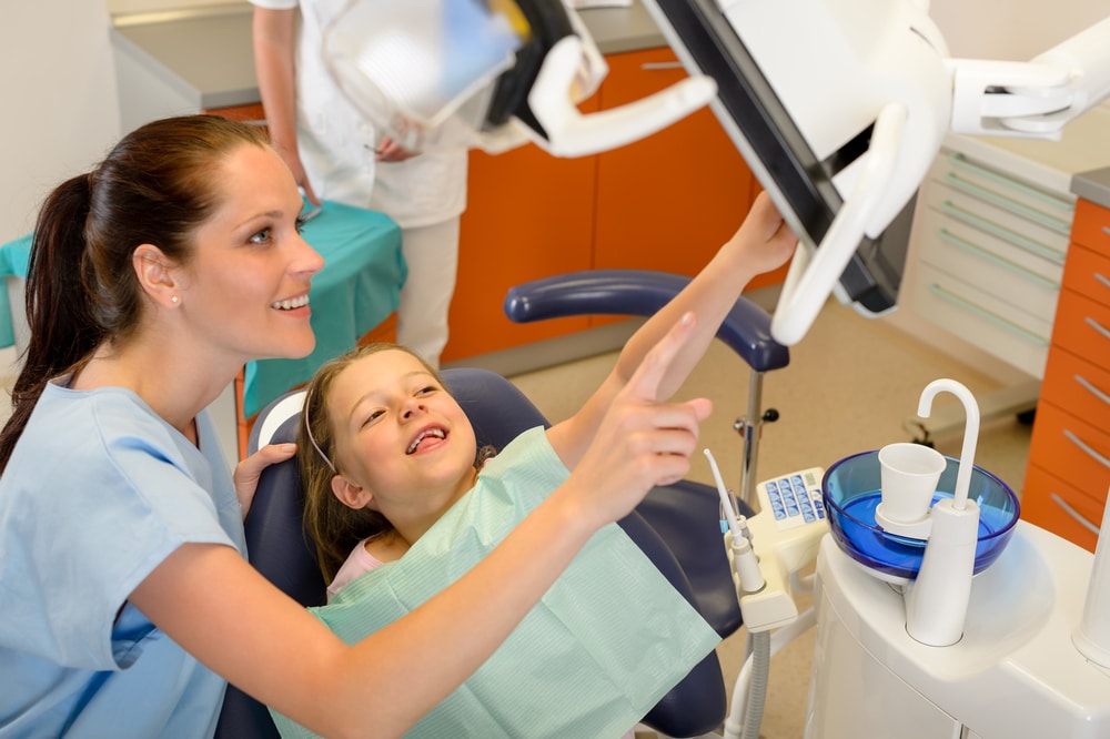 child at dentists office